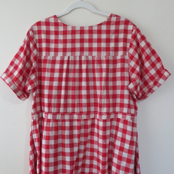 Tradlands Nell Midi Dress Red White Fig Toast Gingham Size Large L Like New - Picture 8 of 8